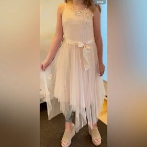 Zunie Cream Dress with Lace Detail